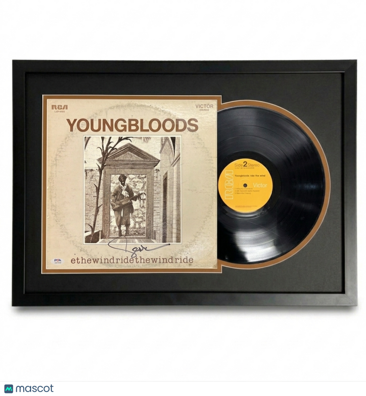 Jesse Colin Young Signed Ride the Wind Custom Framed Vinyl PSA Album autographed