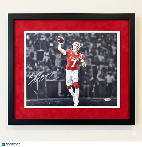 Spencer Rattler Signed Oklahoma Sooners Football 11x14 Custom Framed Photo PSA