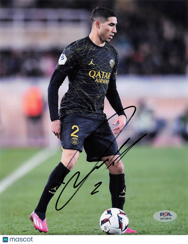 Achraf Hakimi Signed 8x10 Photo PSA PSG Soccer