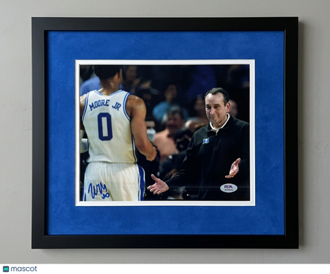Wendell Moore Duke Blue Devils Signed Basketball 8x10 Custom Framed Photo PSA