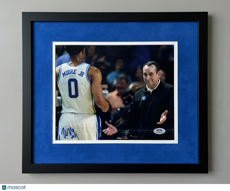 Wendell Moore Duke Blue Devils Signed Basketball 8x10 Custom Framed Photo PSA