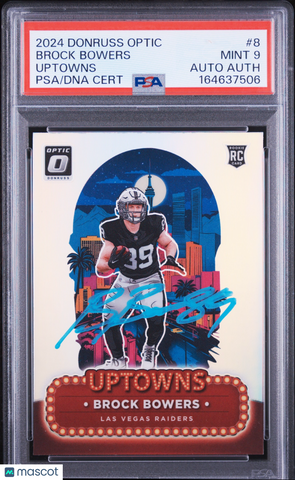 2024 Panini Optic Uptowns #8 Brock Bowers Signed Card PSA 9 Auto Autographed
