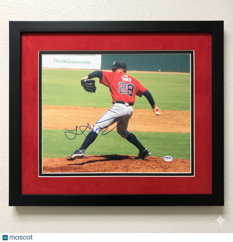 Lucas Sims Gwinnett Braves Signed 11x14 Custom Framed Photo PSA