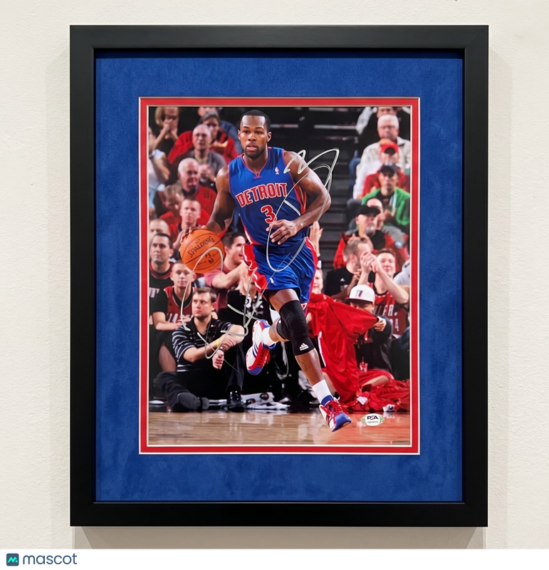 Rodney Stuckey Detroit Pistons Signed Basketball 11x14 Custom Framed Photo PSA