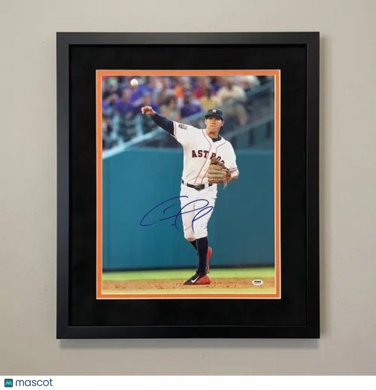 Carlos Correa Houston Astros Signed 16x20 Custom Framed Photo PSA