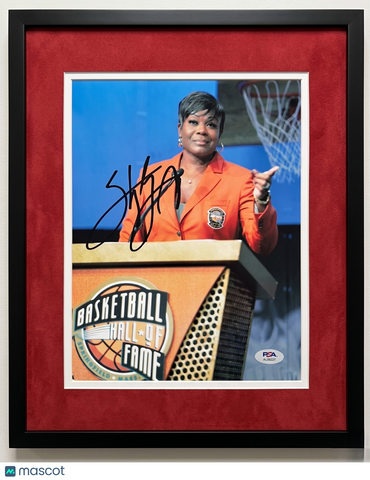 Sheryl Swoopes Houston Comets Signed Basketball 8x10 Custom Framed Photo PSA