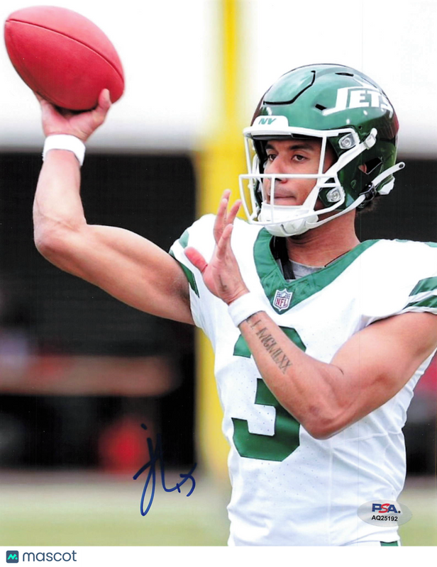 Jordan Travis Signed New York Jets Football 8x10 Photo PSA Autographed