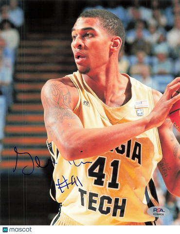 Glenn Rice Jr. Georgia Tech Yellow Jackets Signed Basketball 8x10 Photo PSA