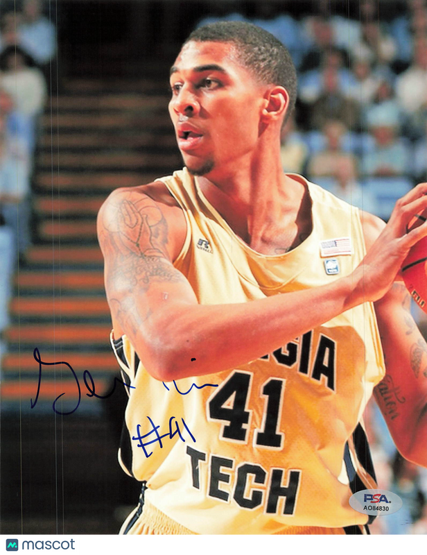 Glenn Rice Jr. Georgia Tech Yellow Jackets Signed Basketball 8x10 Photo PSA