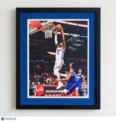 De'Aaron Fox Sacramento Kings Signed Basketball 16x20 Custom Framed Photo PSA