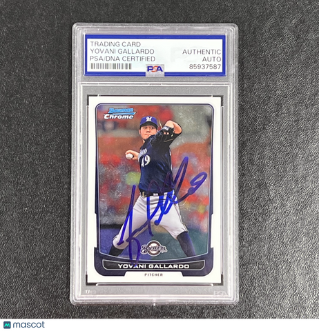 2012 Topps Bowman Chrome#71 Yovani Gallardo Signed Card Auto PSA Slabbed Brewers