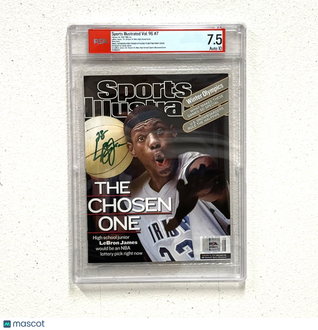 LeBron James Signed Sports Illustrated The Chosen One PSA 7.5 Auto 10 Lakers