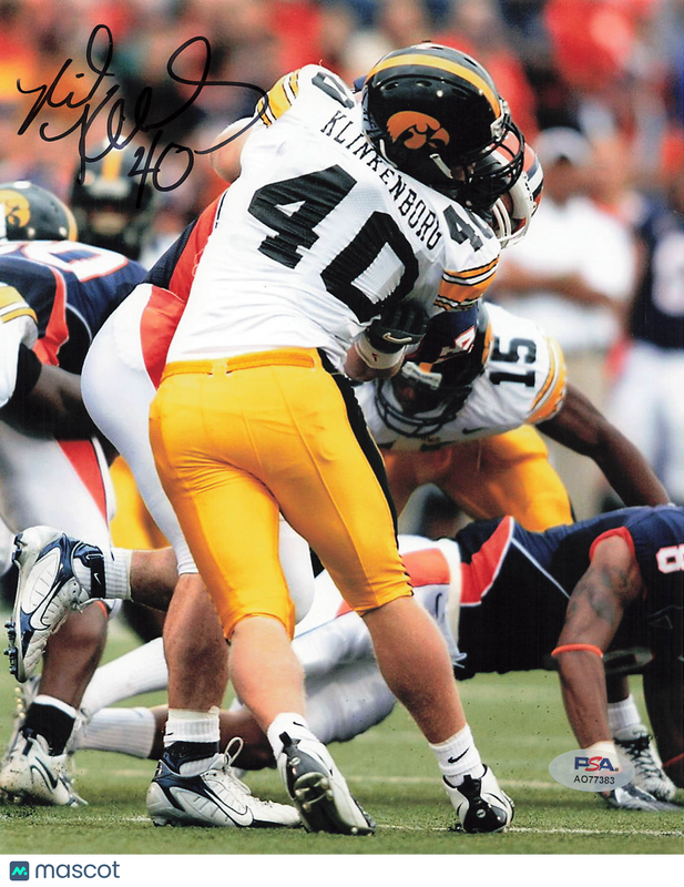 Mike Klinkenborg Signed Iowa Hawkeyes Football 8x10 Photo PSA Autographed