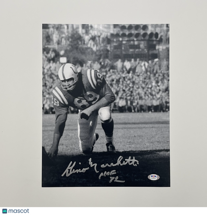 Gino Marchetti Signed Baltimore Colts Football 11x14 Photo PSA Autographed