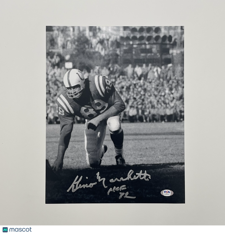 Gino Marchetti Signed Baltimore Colts Football 11x14 Photo PSA Autographed