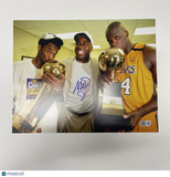 Magic Johnson Los Angeles Lakers Signed Basketball 11x14 Photo PSA