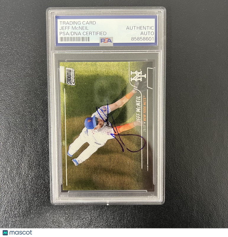 2022 Topps Stadium Club Chrome#351 Jeff McNeil Signed Card PSA New York Mets