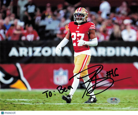 Ji’Ayir Brown Signed San Francisco 49ers Football 8x10 Photo PSA Autographed