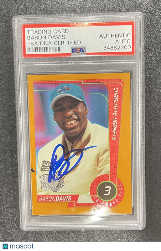 1999 Topps Draft Pick#116 Baron Davis  Signed Card Auto PSA Slabbed Hornets