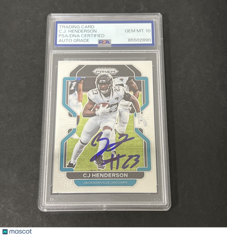 2021 Panini Prizm #18 CJ Henderson signed card PSA Auto 10 Jaguars