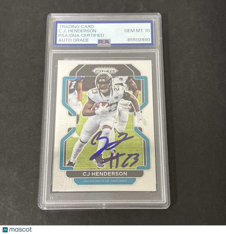 2021 Panini Prizm #18 CJ Henderson signed card PSA Auto 10 Jaguars
