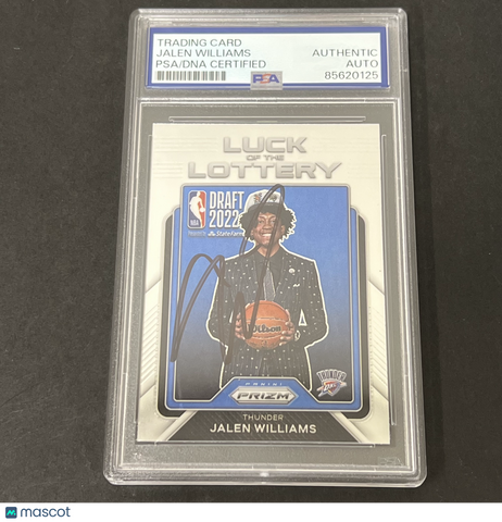 2022-23 Panini Prizm #1 Jalen Williams Luck Of The Lottery signed card PSA OKC
