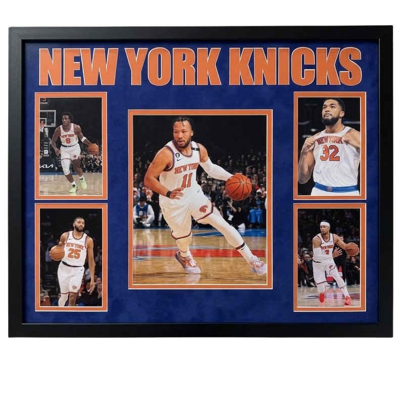 New York Knicks Core Five Framed Display Brunson Bridges Towns Hart Anunoby