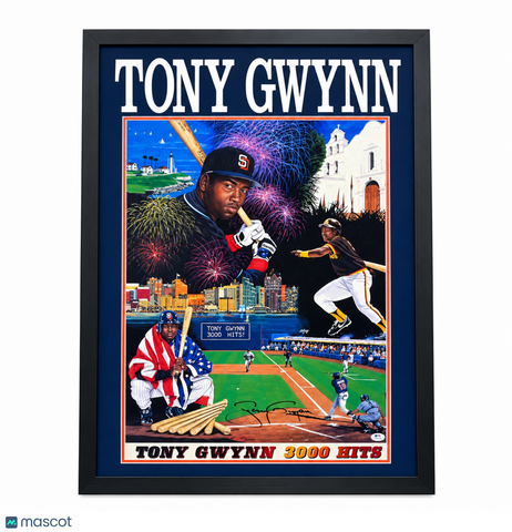 Tony Gwynn San Diego Padres Signed 3,000 Career Hits Framed Photo PSA 24x34