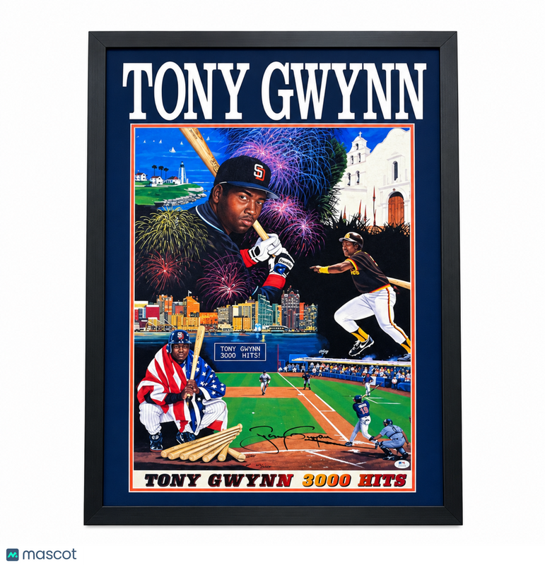 Tony Gwynn San Diego Padres Signed 3,000 Career Hits Framed Photo PSA 24x34