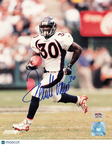 Terrell Davis Signed Denver Broncos Football 8x10 Photo PSA Autographed