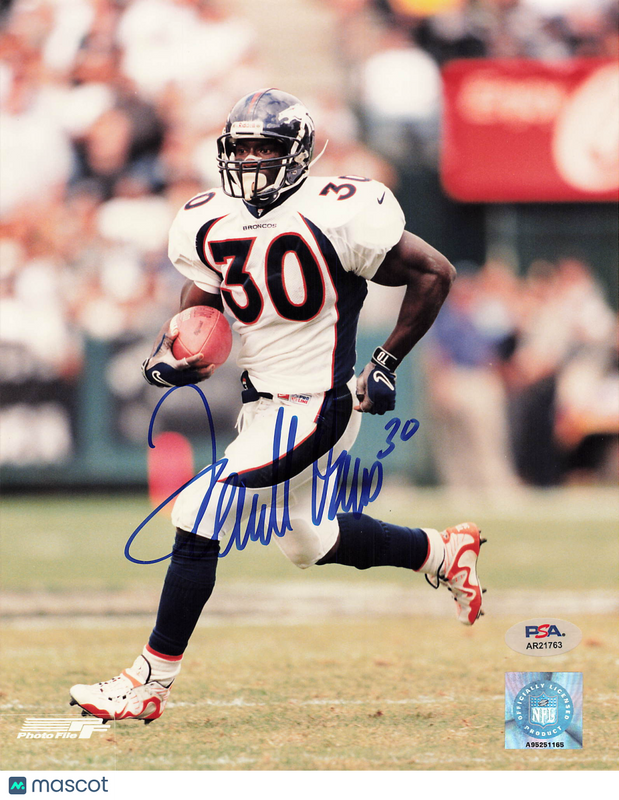 Terrell Davis Signed Denver Broncos Football 8x10 Photo PSA Autographed