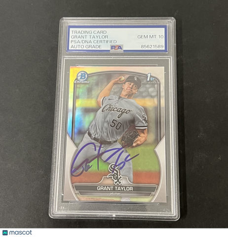 2023 Bowman Chrome #BDC8 Grant Taylor signed card PSA Auto 10 White Sox