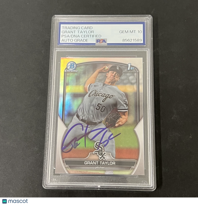 2023 Bowman Chrome #BDC8 Grant Taylor signed card PSA Auto 10 White Sox