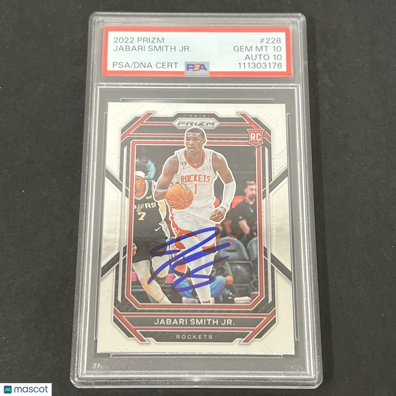 2022-23 Panini Prizm #228 Jabari Smith Jr. signed card PSA 10 Auto 10