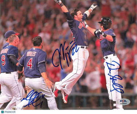 Mike Aviles, Jason Kipnis & Drew Stubbs Cleveland Indians Signed 8x10 Photo PSA