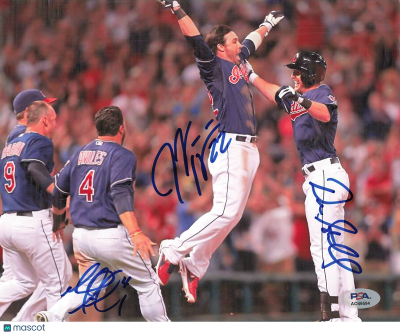 Mike Aviles, Jason Kipnis & Drew Stubbs Cleveland Indians Signed 8x10 Photo PSA