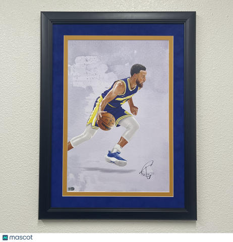Stephen Curry Custom Framed Lithograph Signed by artist Tony Santiago Warriors