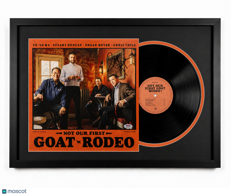 Edgar Meyer Signed Not Our First Goat Rodeo Custom Framed Vinyl Album PSA Auth