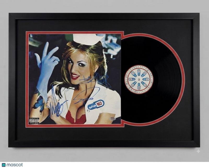 Travis Barker, Tom DeLonge, Mark Hoppus Signed Enema of the State Framed Vinyl