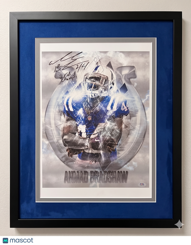 Ahmad Bradshaw Signed New York Giants 16x20 Custom Framed Photo PSA Autographed