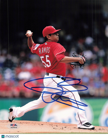 Cesar Ramos Texas Rangers Signed 8x10 Photo PSA