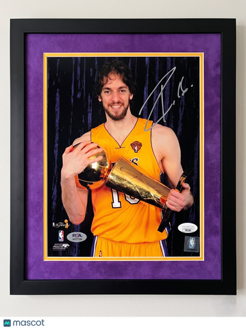 Pau Gasol Los Angeles Lakers Signed Basketball 8x10 Custom Framed Photo PSA