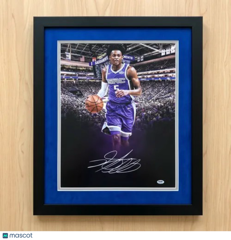 De'Aaron Fox Sacramento Kings Signed Basketball 16x20 Custom Framed Photo PSA