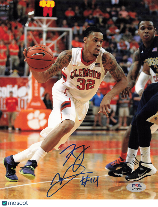 K.J. McDaniels Clemson Tigers Signed Basketball 8x10 Photo PSA