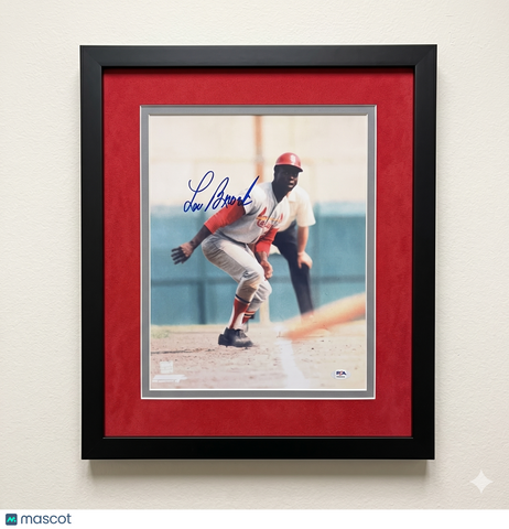 Lou Brock St. Louis Cardinals Signed 11x14 Custom Framed Photo PSA