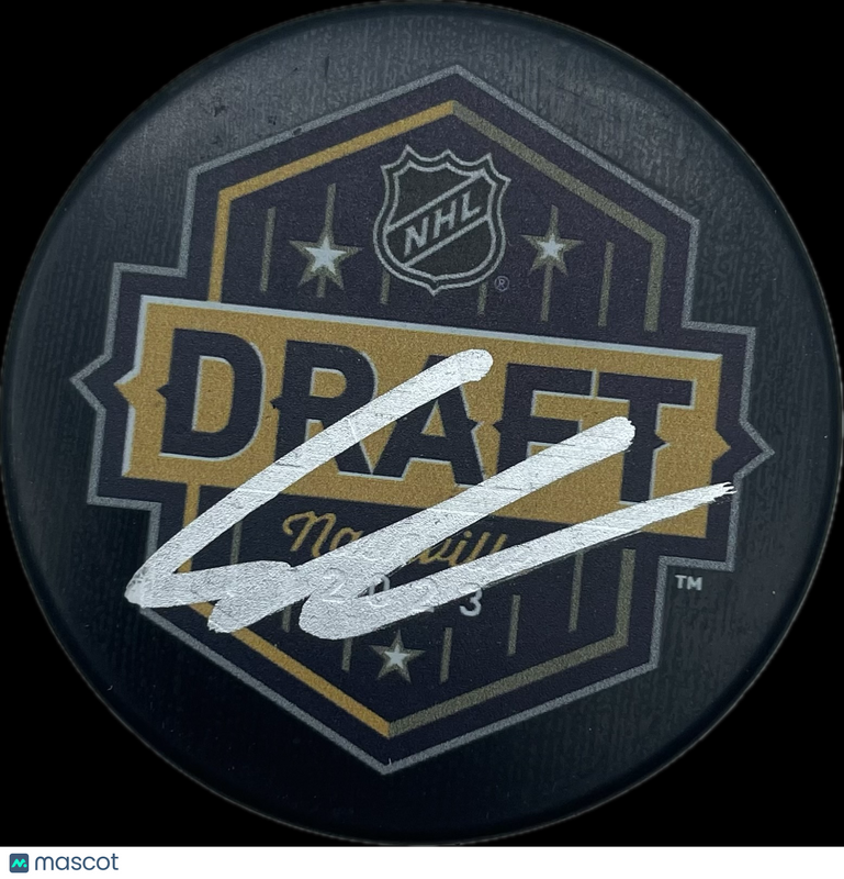 Leo Carlsson Signed Hockey Puck PSA Autographed Anaheim Ducks