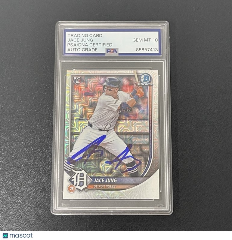 2025 Topps Bowman Chrome#59 Jace Jung Signed Card Auto 10 PSA Slabbed Tigers