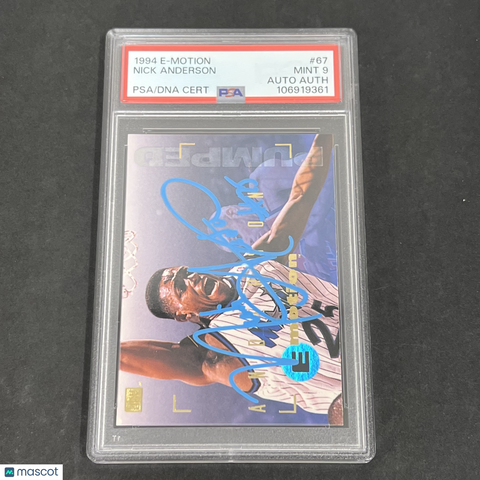 1994 E-Motion #67 Nick Anderson signed card PSA 9 Auto A Magic