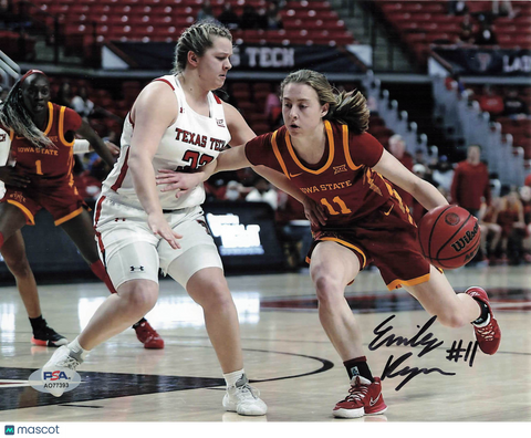 Emily Ryan Iowa State Cyclones Signed Basketball 8x10 Photo PSA