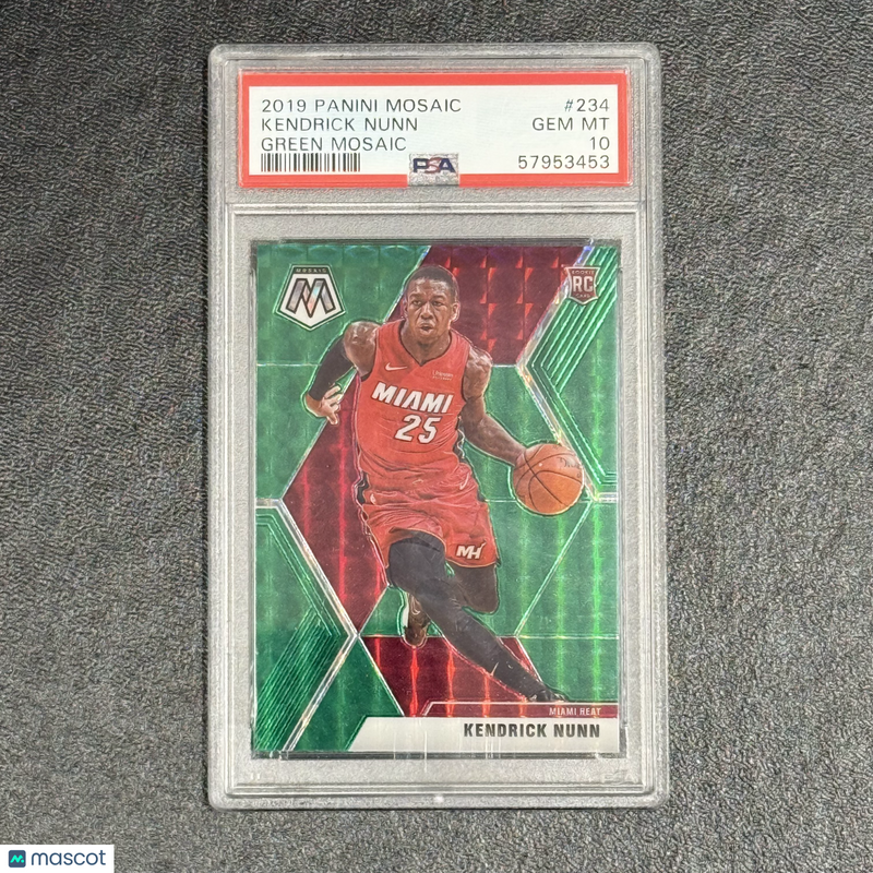 2019 Panini Mosaic Green#234 Kendrick Nunn Signed Card PSA 10 Miami Heat